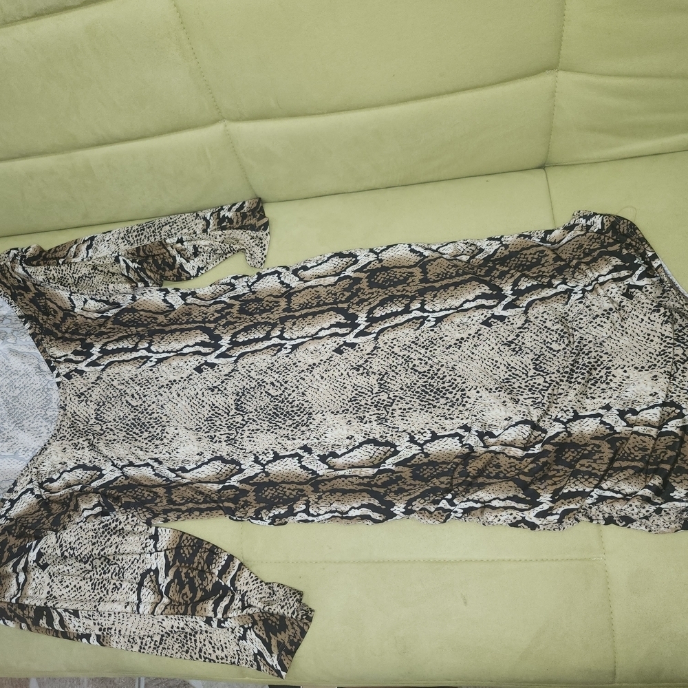 Snake Print Bodycon Dress – Brown & Tan Animal Print – Sexy Ruched Mini Dress - Picture 5 of 8